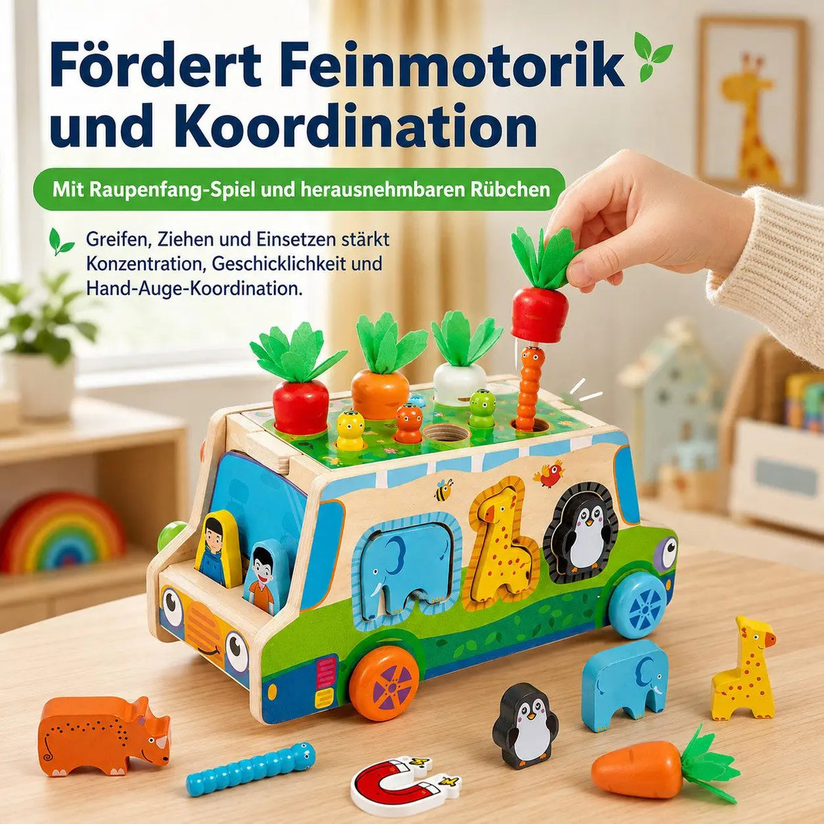 Motorik-Bus aus Holz