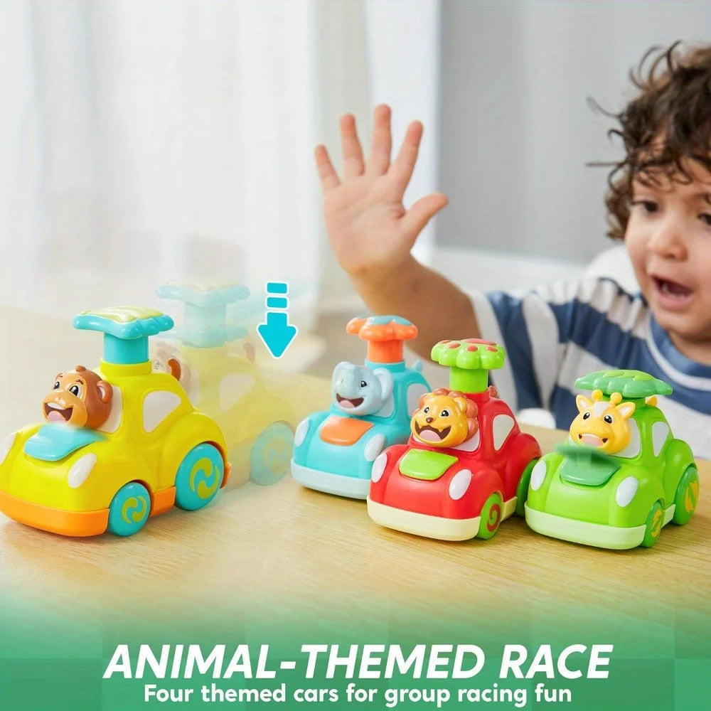 Aufziehautos Tiere, 4er-Set