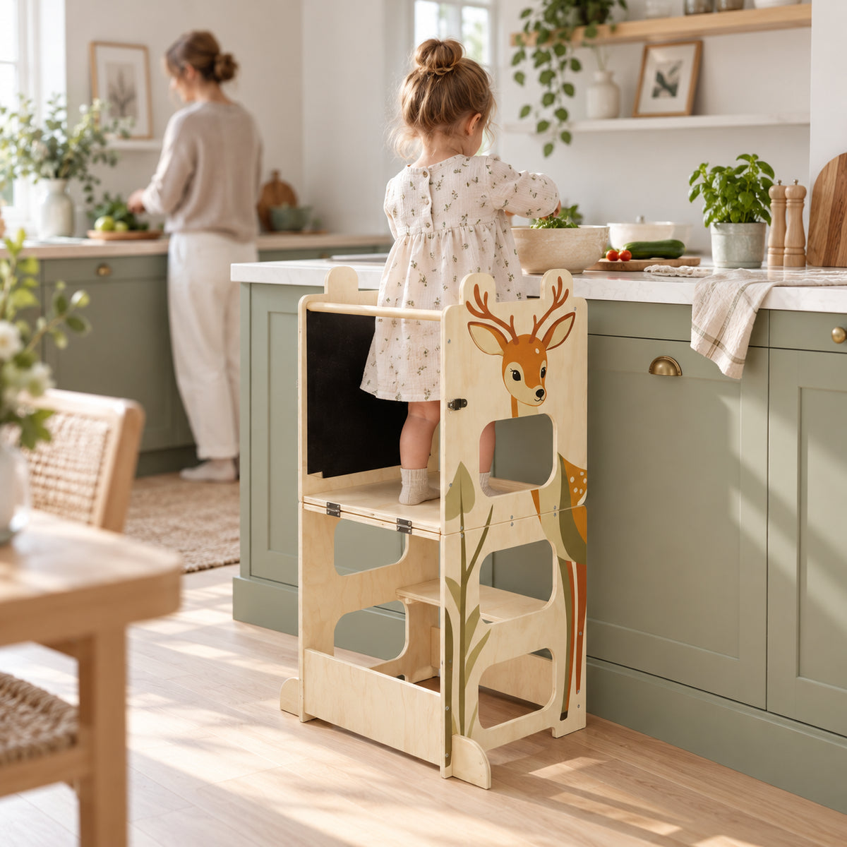 Lernturm klappbar aus Holz: Kind hilft in der Küche Image